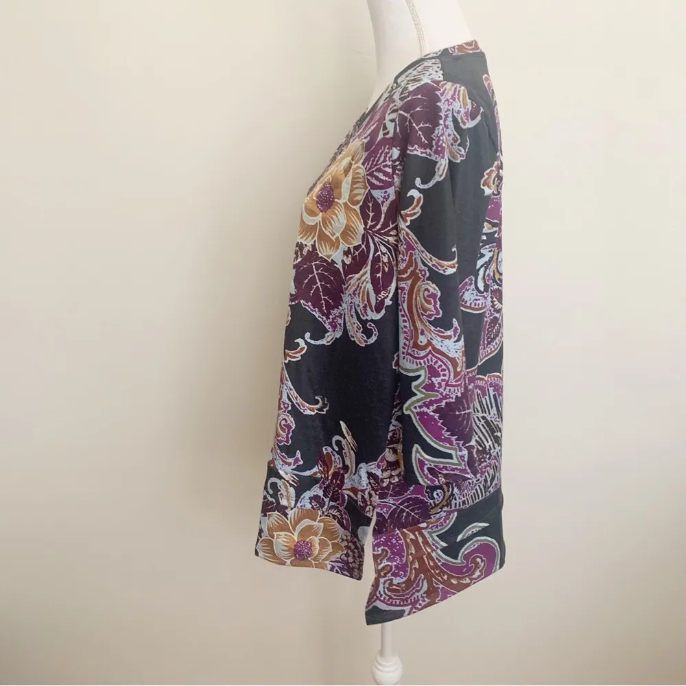 Soft Surroundings Multicolor Floral Print V-neck Tunic Top Size M - Image 7