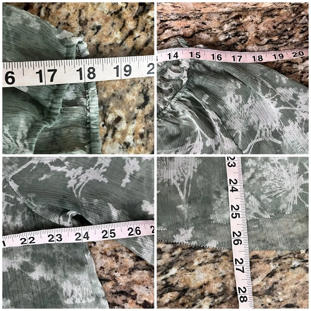 Sonoma Artsy Crinkle Floral Tunic Blouse Green Sheer V-Neck Boho Coastal Y2K 1X - Image 6