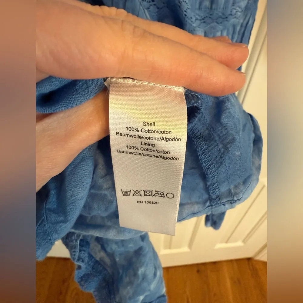 Allison New York Women Lulu Mini Dress Indigo Blue Dye Lace Cotton Size Small - Image 6