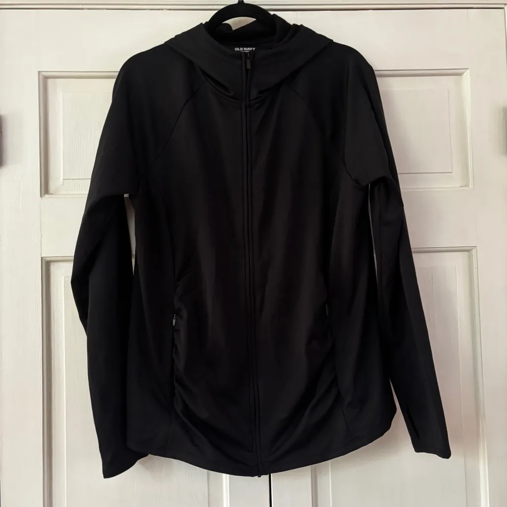 Old Navy Maternity Powersoft Full Zip Hooded Jacket Black Jack‎ Size XL Athletic - Image 3