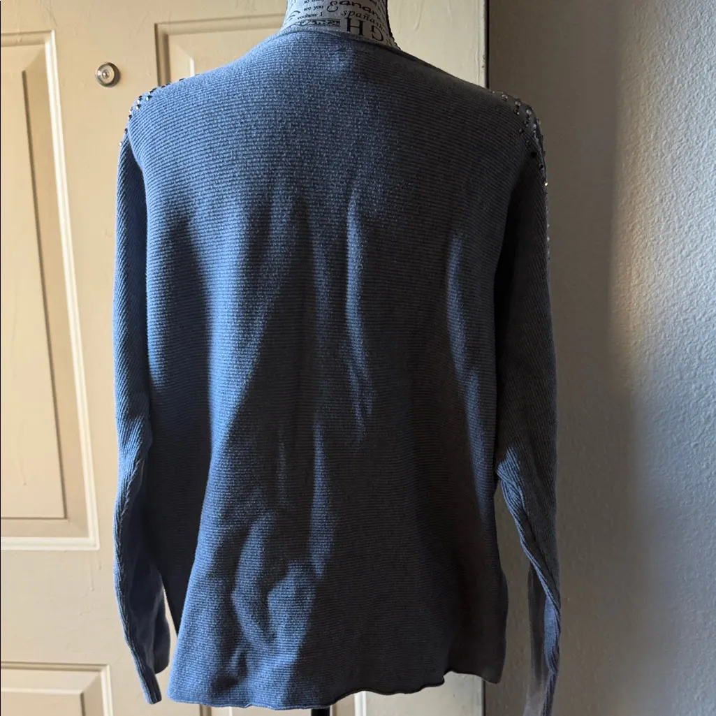 VILA Gray Sweater with Studded Shoulders Size L - Image 7