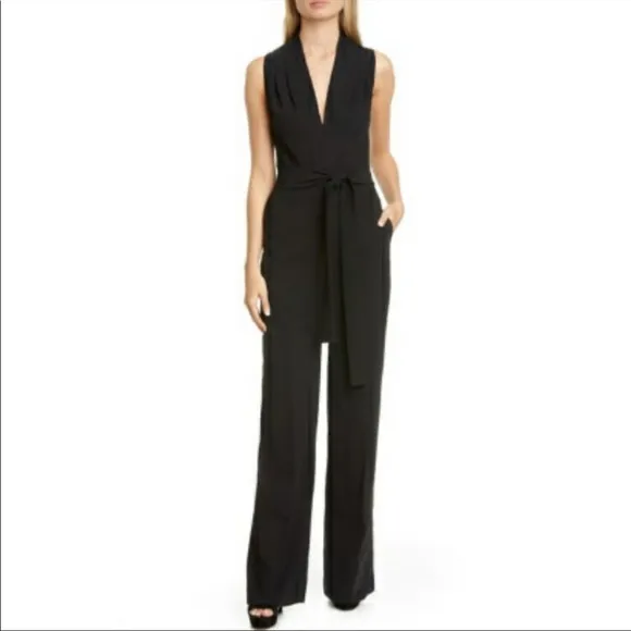 Lela Rose Fluid Crepe Vneck Sleeveless Jumpsuit 18 AS IS - Image 13