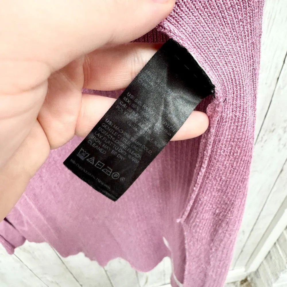 White House Black Market Women Small Pink Ribbed Long Cardigan Sweater Knit - Image 3