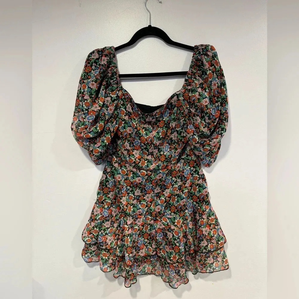 Collusion made‎ in India floral puff sleeve dress Blue Size 6 - Image 4