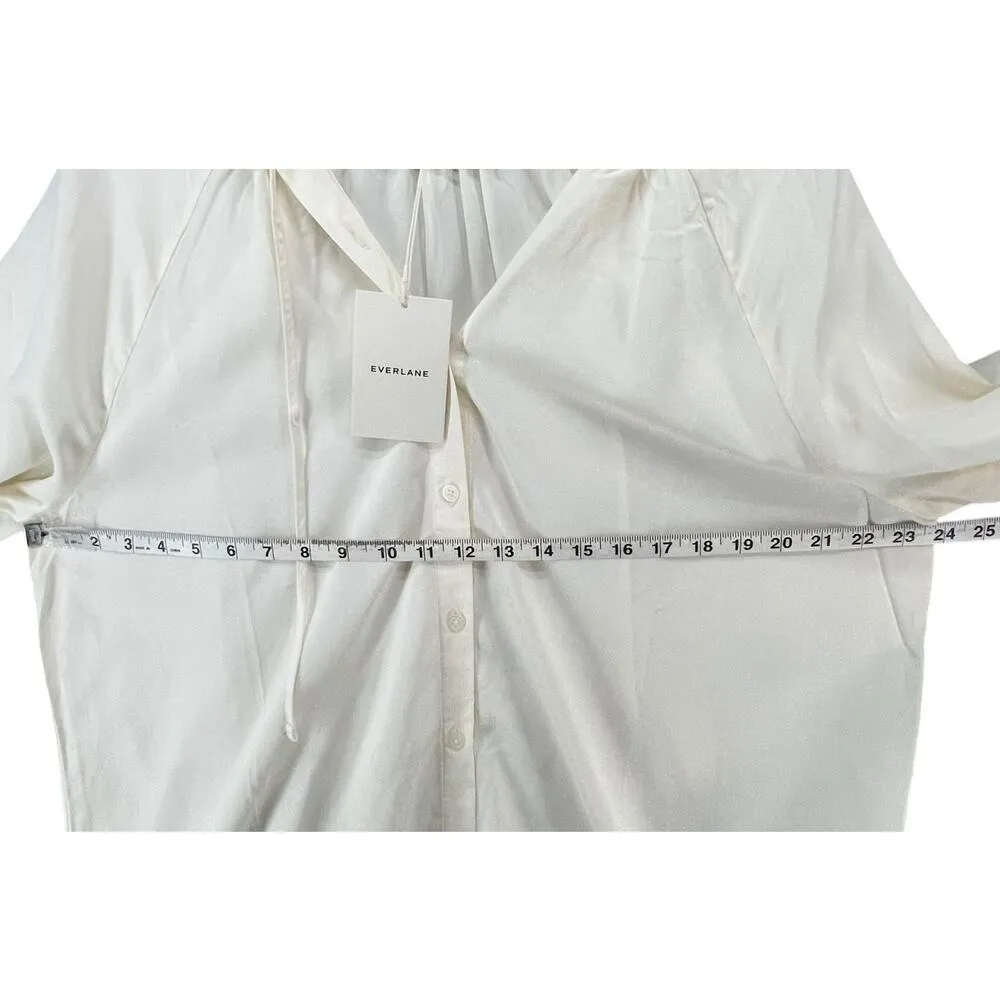 Everlane Gathered Blouse Womens XL Bone White 100% Tencel Relaxed Minimalist Top - Image 7
