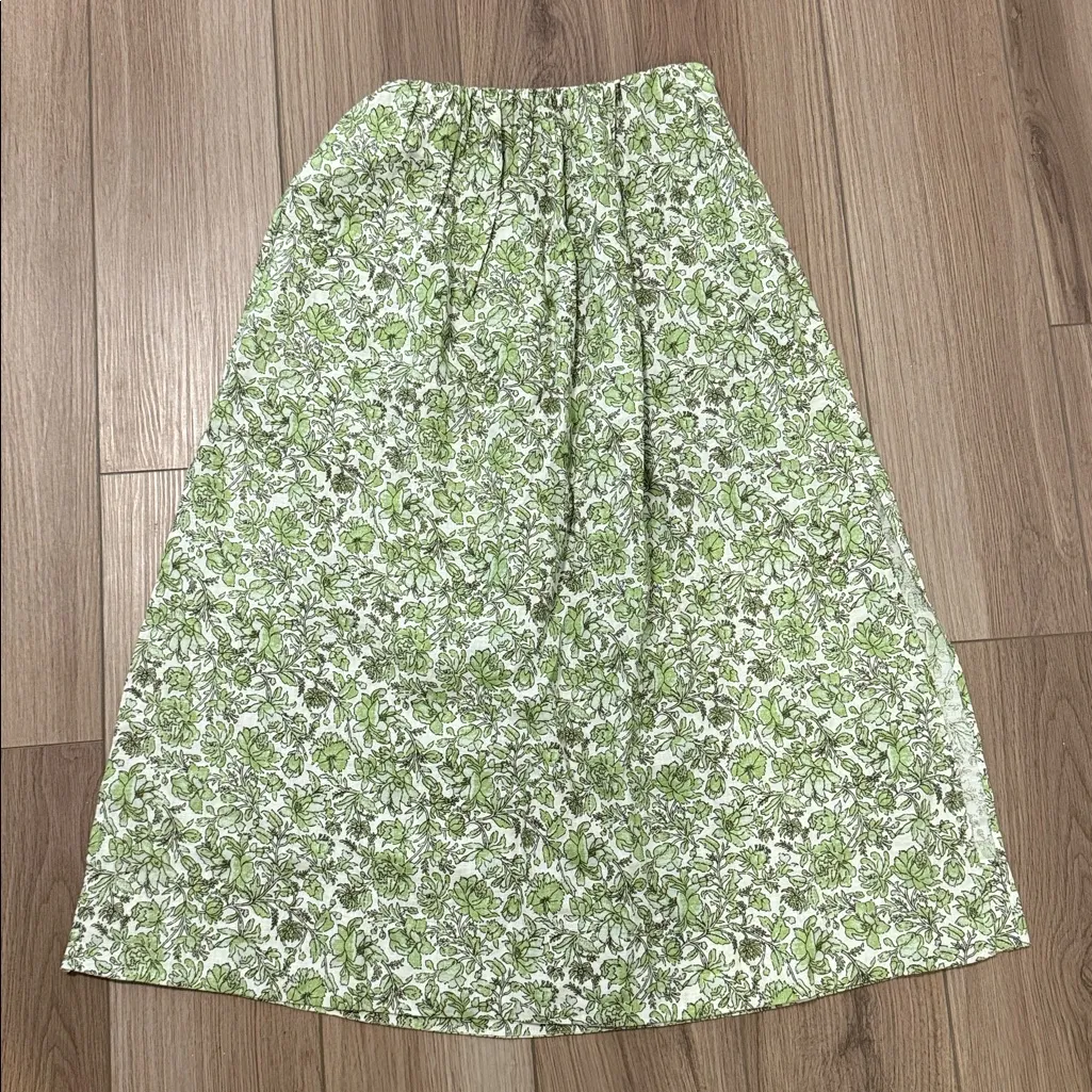 J.Crew Tossed Floral Linen Cropped Top and Linen Skirt Set Size 0/Small - Image 6