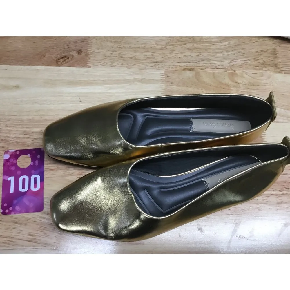 Franco Sarto Vana Ballet Flats Women's 8.5 M Gold Leather Slip-On Square Toe - Image 4