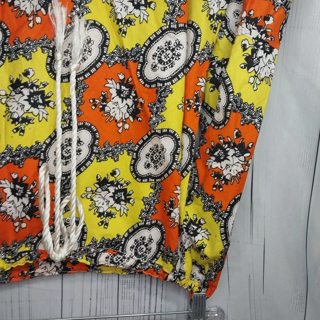 Floral Bohemian Off The Shoulder Shirt with Bell Sleeves - Image 3