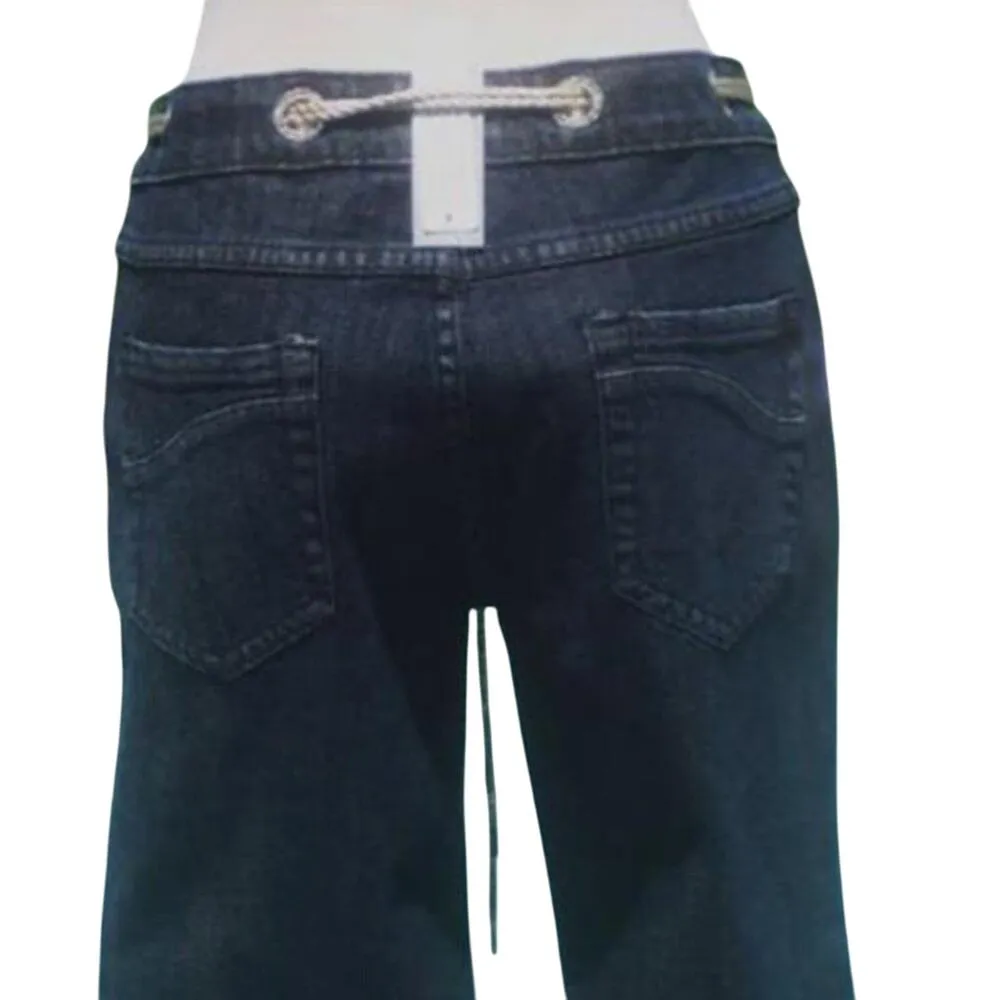 Cache Rhinestone Grommet at Waist Removable Belt Jean Pant Cropped New $128 NWT - Image 3