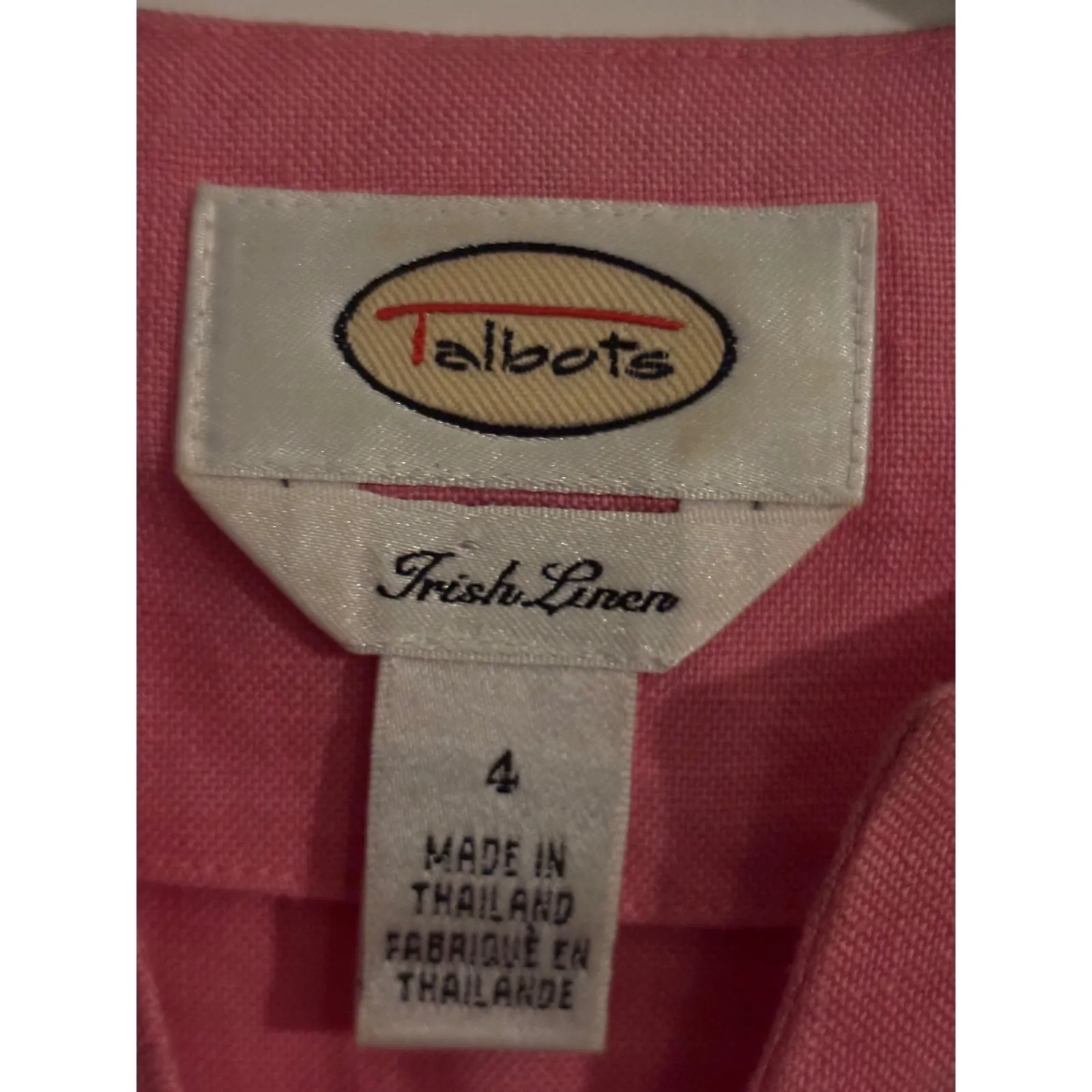 Talbots‎ Irish Linen Top Women's Button-Down Blouse Coral Pink Size 4 - Image 3