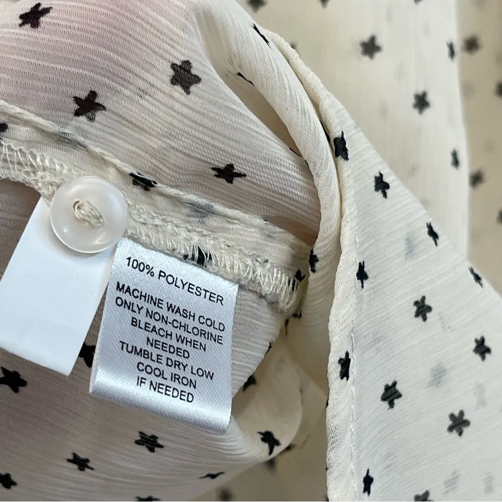 LOFT Ivory and Black Dotted Ruffle Blouse - Image 6