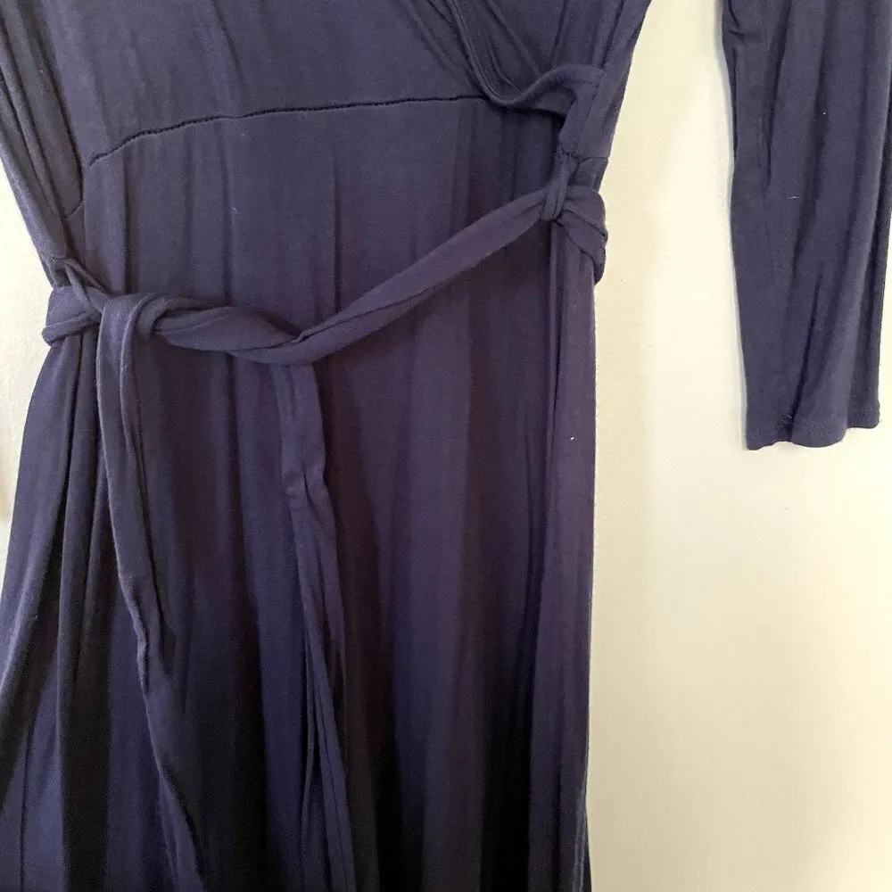 PinkBlush dark navy blue long sleeved dress adjustable wraparound style v-neck - Image 4