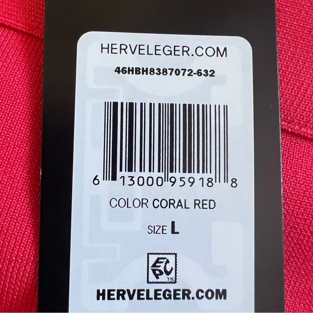 herve leger bandage asymmetrical strap CORAL RED mini dress size L - Image 7