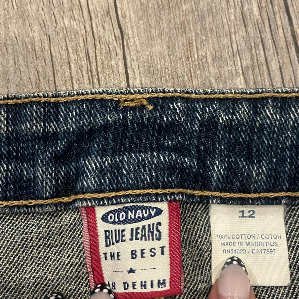 Y2K Old Navy Frayed Hem Denim Mini Skirt - Image 2