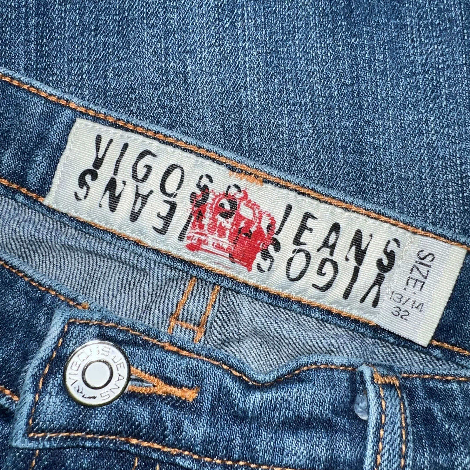 Vintage Y2K Womens London Boot Cut Denim Blue Jeans Mid Wash Distressed 13 14 32 - Image 10