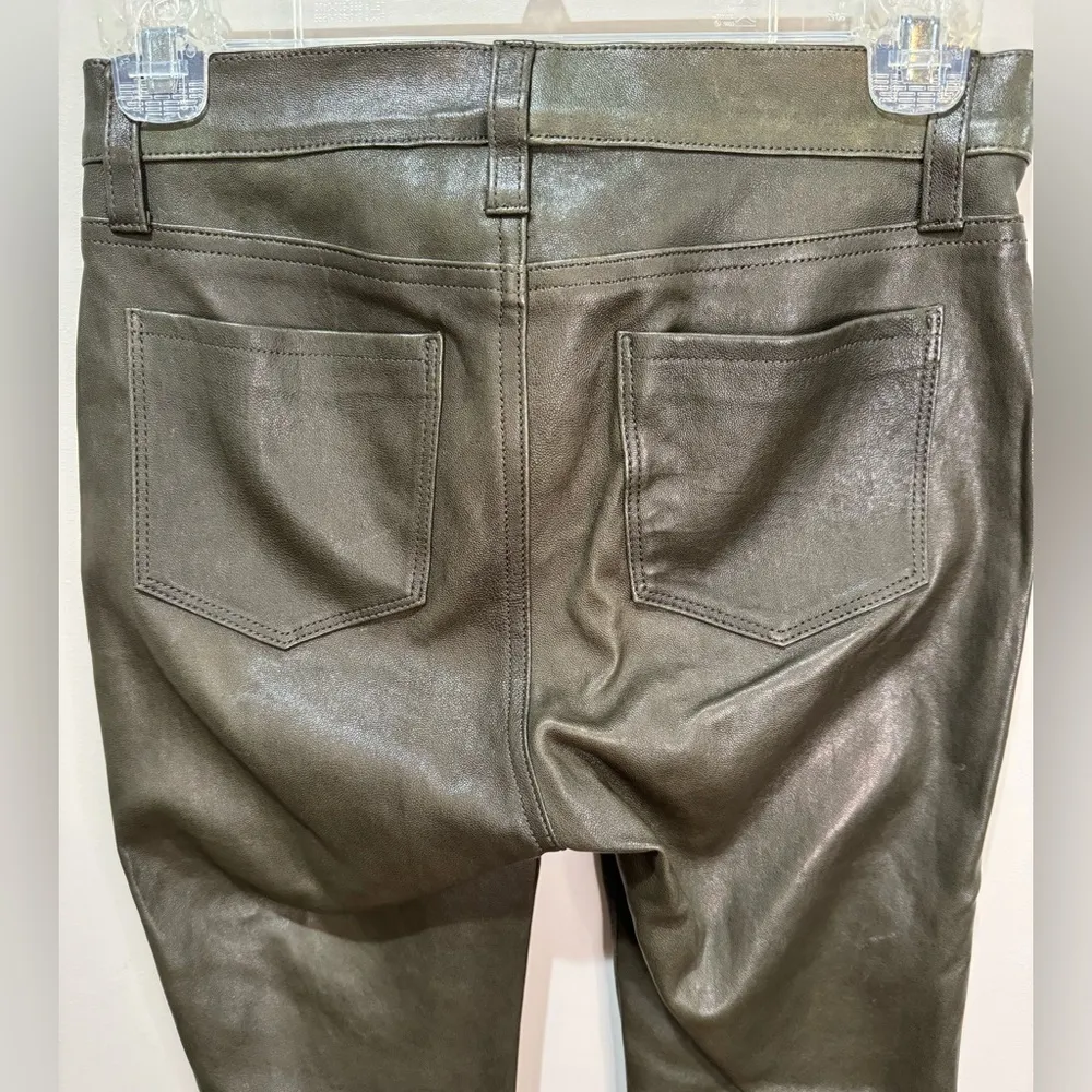 L’AGENCE Adelaide Dark Green Lambs Leather Pants Sz 25‎ - Image 6