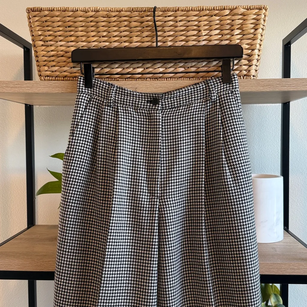 Talbots Vintage Houndstooth High-Rise Wool Woven Cuffed Career Dress Pant, 8 - Image 2