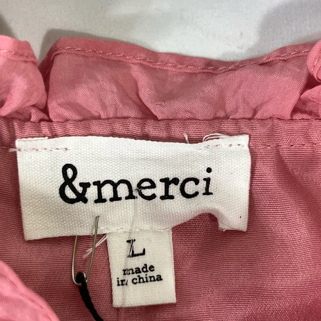 &Merci Crop Tie Front Blouse W/Ruffled Sleeves Women’s L Dusty Rose Color NEW‎ - Image 6