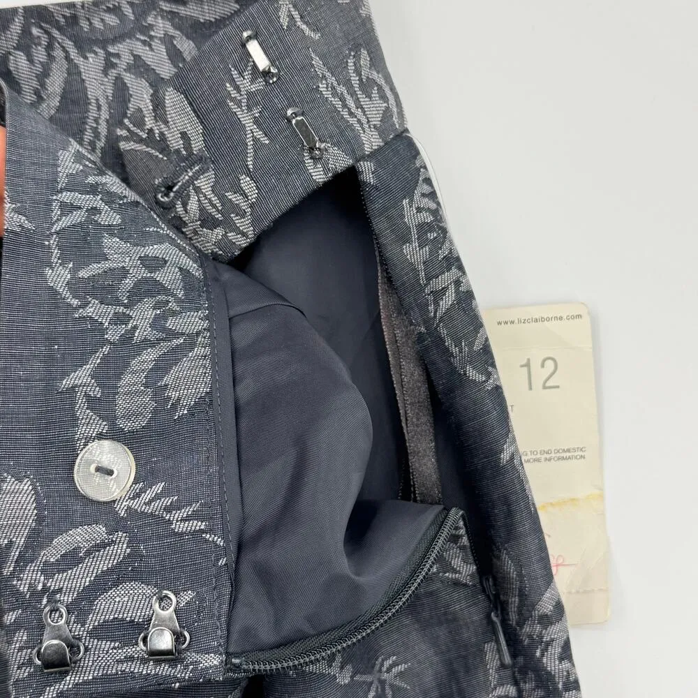 Liz Claiborne pants 12 silk linen jacquard career office lined flat straight New - Image 6