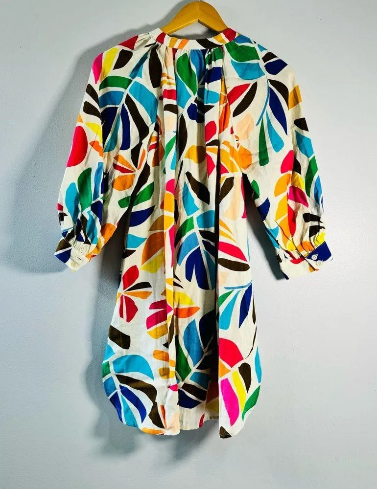 Tabitha Brown Target Botanical Print Puff Sleeve Mini Tunic Floral Dress Size XS - Image 8