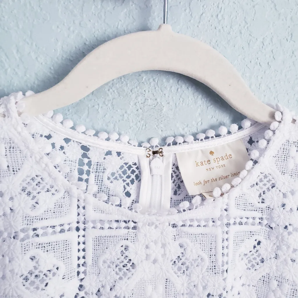 Kate Spade White Lace Flounce Shift Dress - Image 5