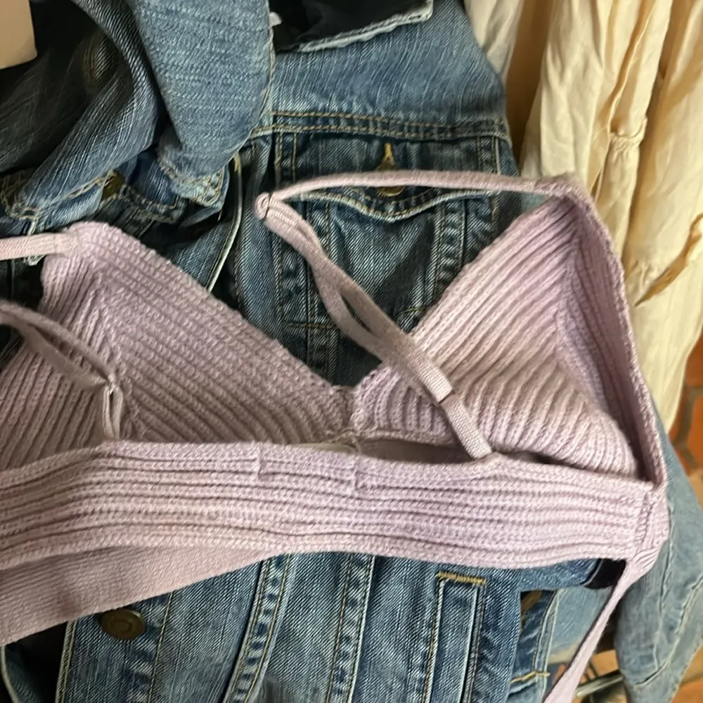 For Love and Lemons Joan Knit cropped Lavender Wrap Top M - Image 6