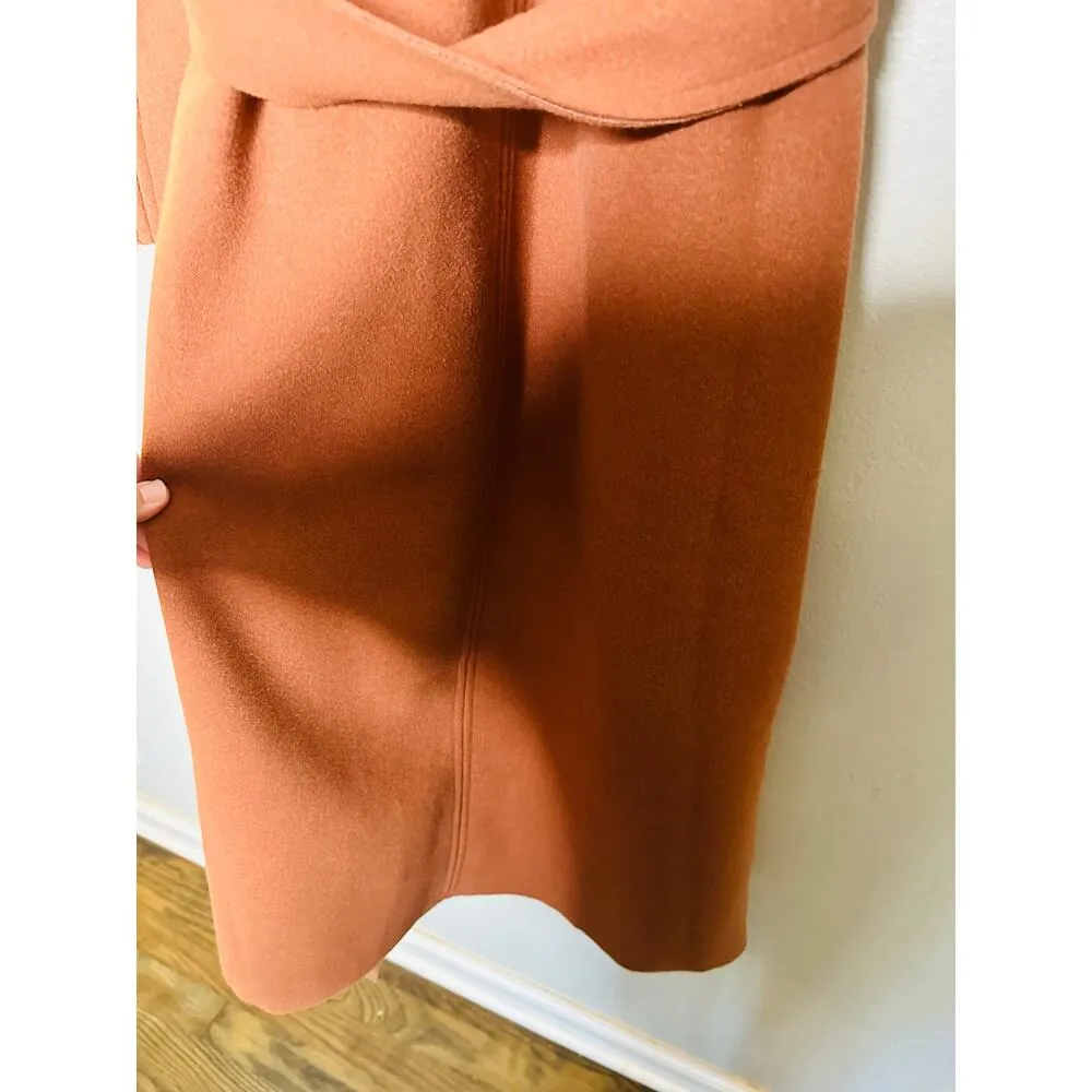 JUSTFAB Camel Brown Knit Side Pockets Tie Waist Drape Coat Size Small - Image 13