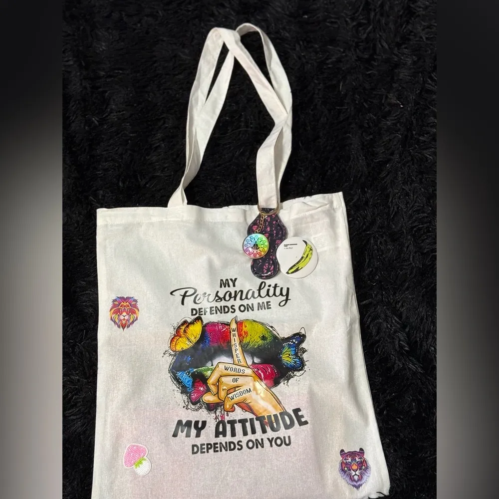 Handmade  My personality‎ depends on me tote bag - Image 2
