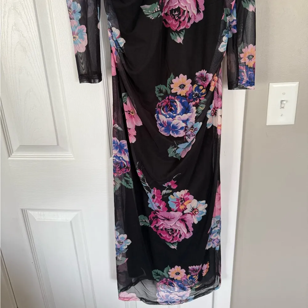 Motherhood Black Floral Mesh Maternity Dress NEW - Image 5