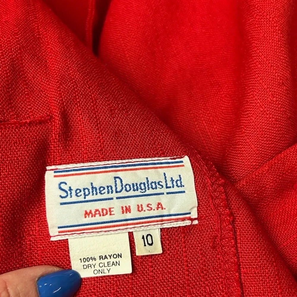 Vintage Red Lightweight Rayon Blazer, Size 10, 90s Casual Retro Blazer Holliday - Image 2