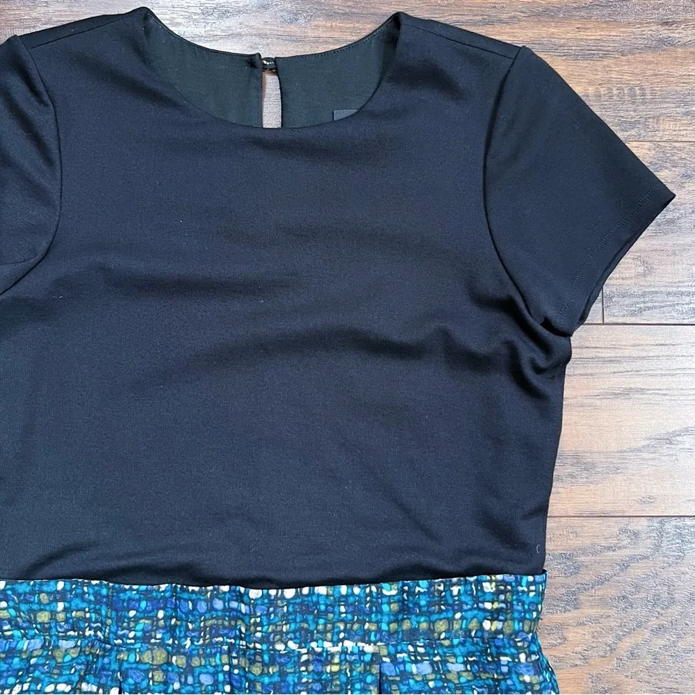 Alice & Trixie • silk tweed print mini dress black ponte pleated fit & flare - Image 3