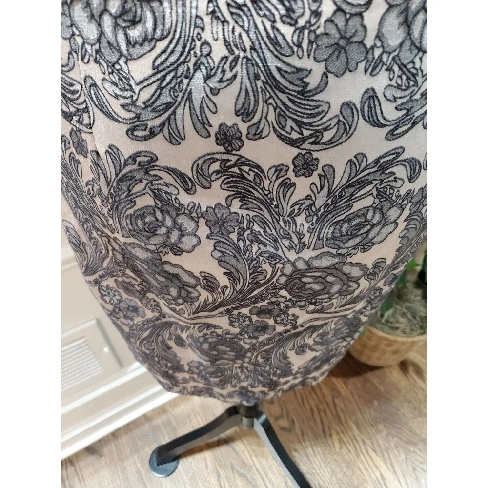 Vesper Women Floral Polyester Square Neck Short Sleeve Knee Length Dress Size 14 Brown - Image 4