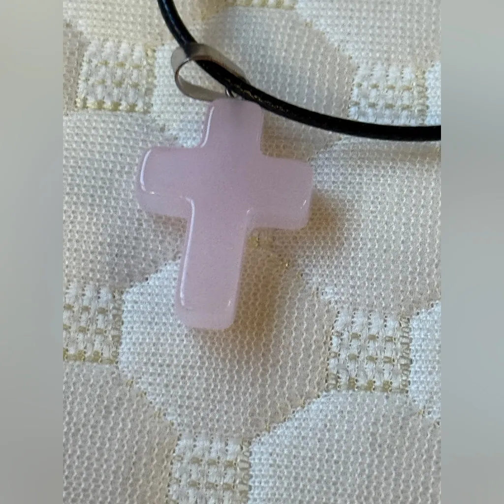 Pink Cross Pendant Necklace - Image 2