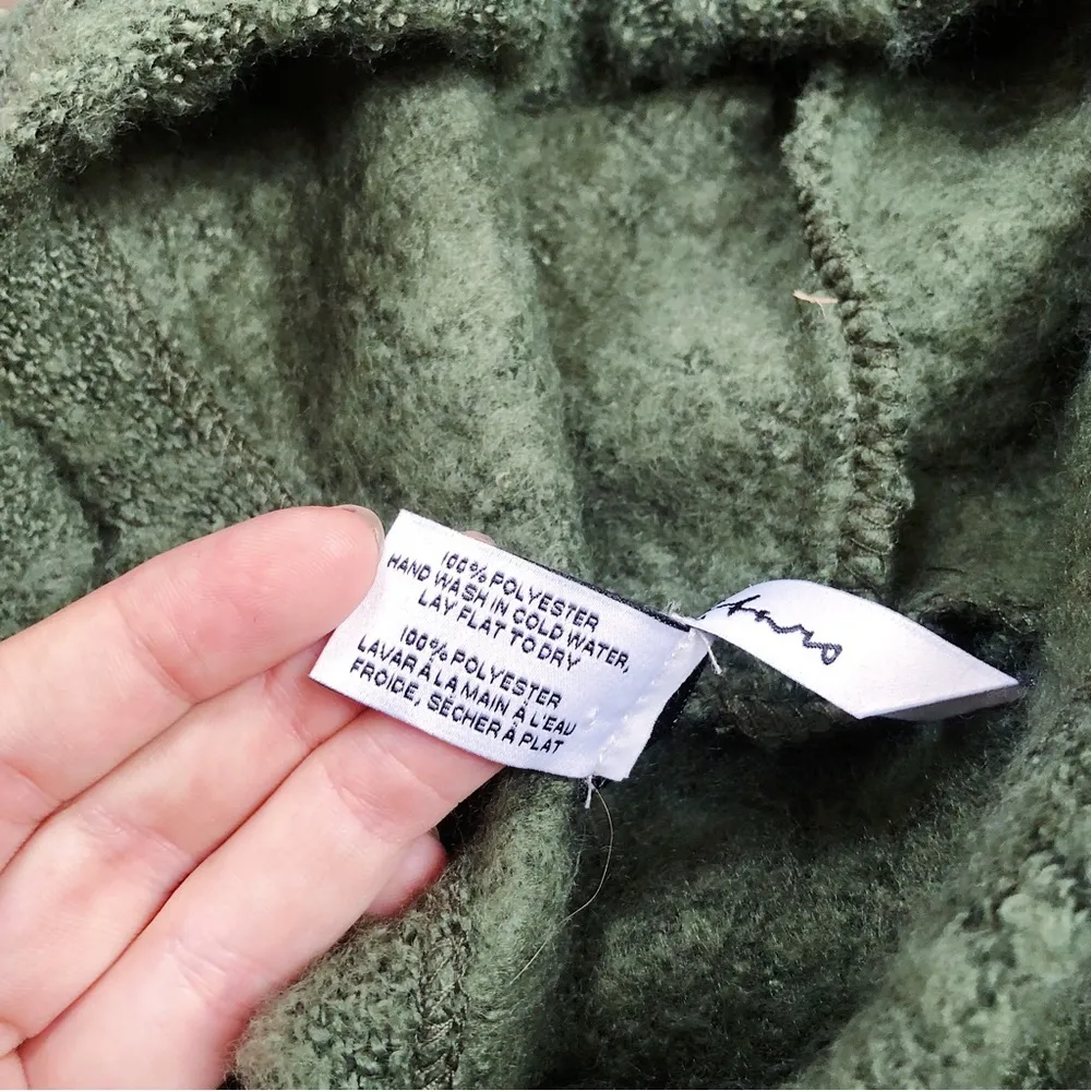 Michael Stars  • green fuzzy knit poncho cape hooded sweater soft asymmetrical - Image 6