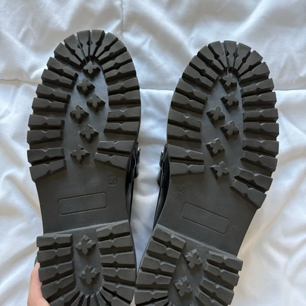 IRIS &INK Womens Chunky Chain Grunge Punk Preppy Casual Edgy Loafers 40 Black Size 8.5 - Image 11