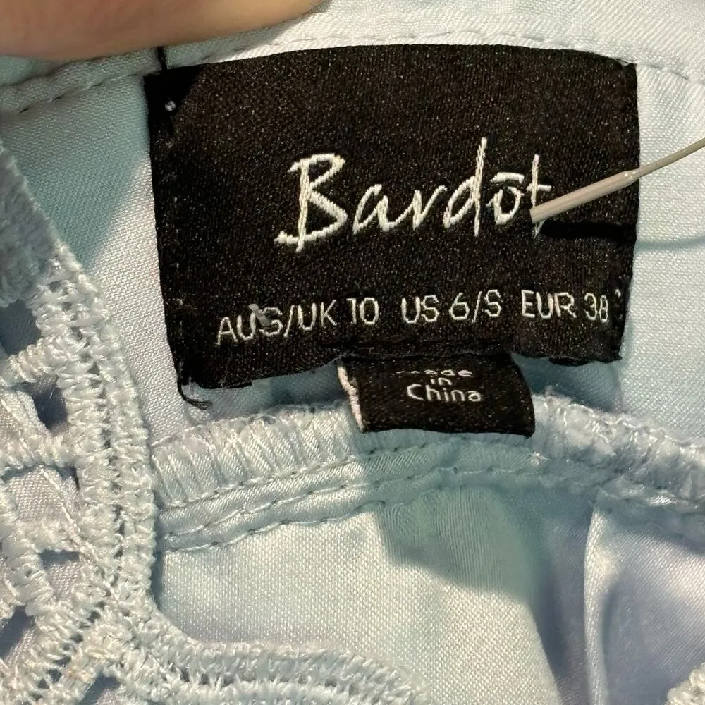 Bardot Light Blue Sleeveless Versailles Crocheted Lace Midi Dress - size 6 - Image 7