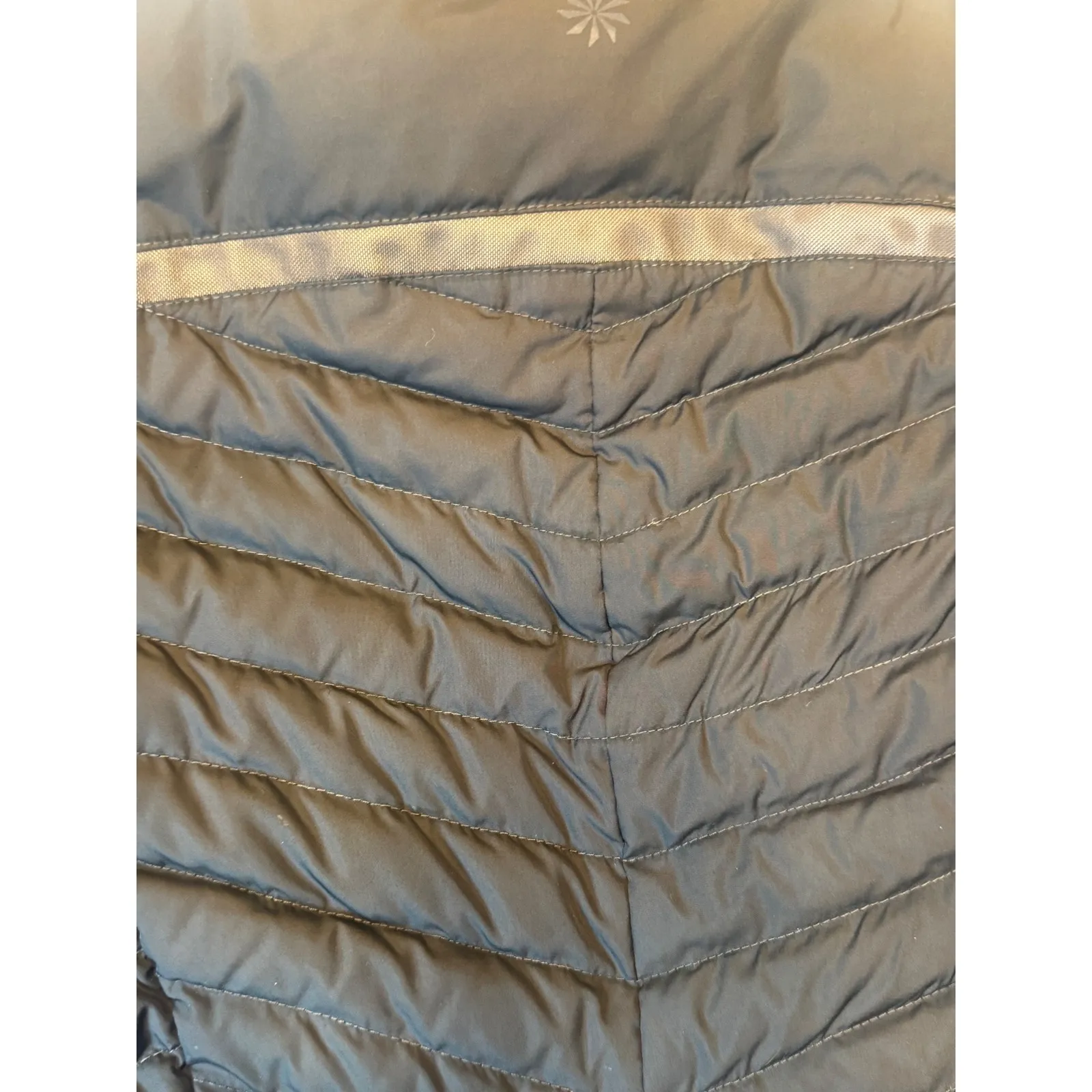 Athleta Black Down Feather Puffer Jacket Women's M Quilted Asymmetrical Zip Coat - Image 7