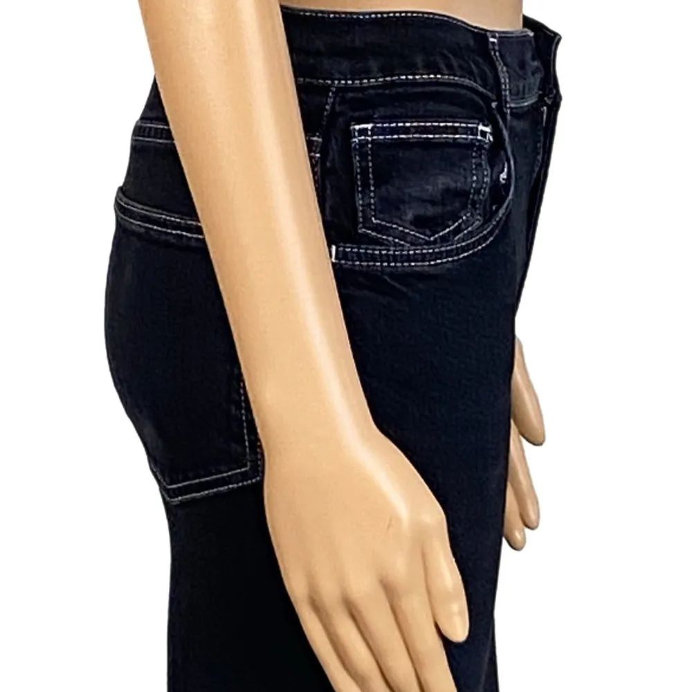 REFORMATION black wash, stretchy skinny jean w/contrast stitching. Size 26. EUC - Image 4