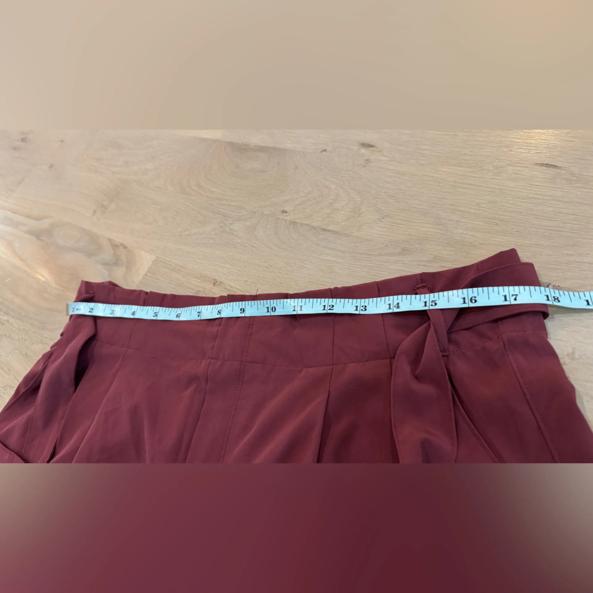 RBX paper bag waist pleated lightweight athleisure burgundy red shortS size XL - Image 3