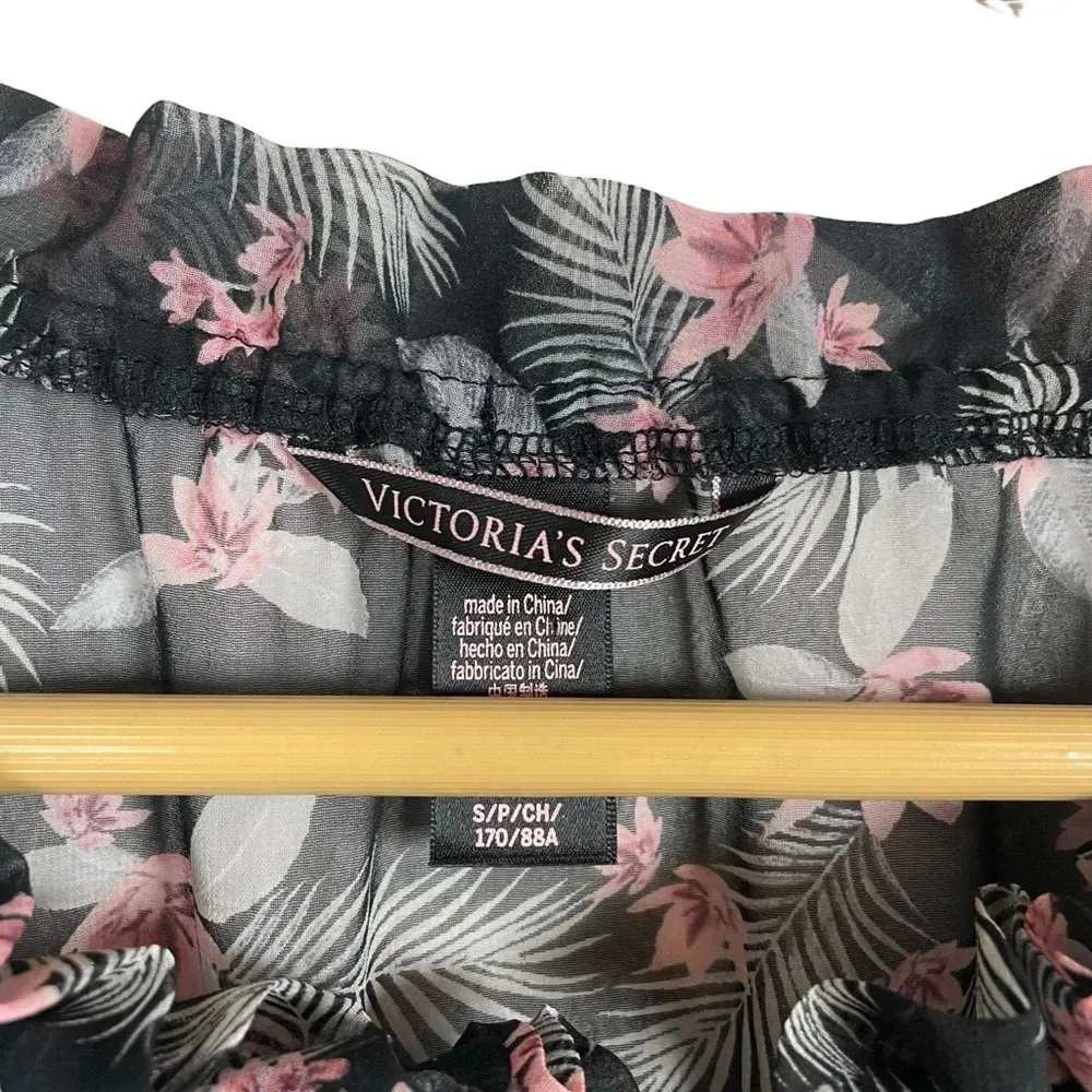 NWOT Victoria’s Secret Sheer Chiffon Floral Sexy Bodysuit in Black/Pink Size S - Image 9