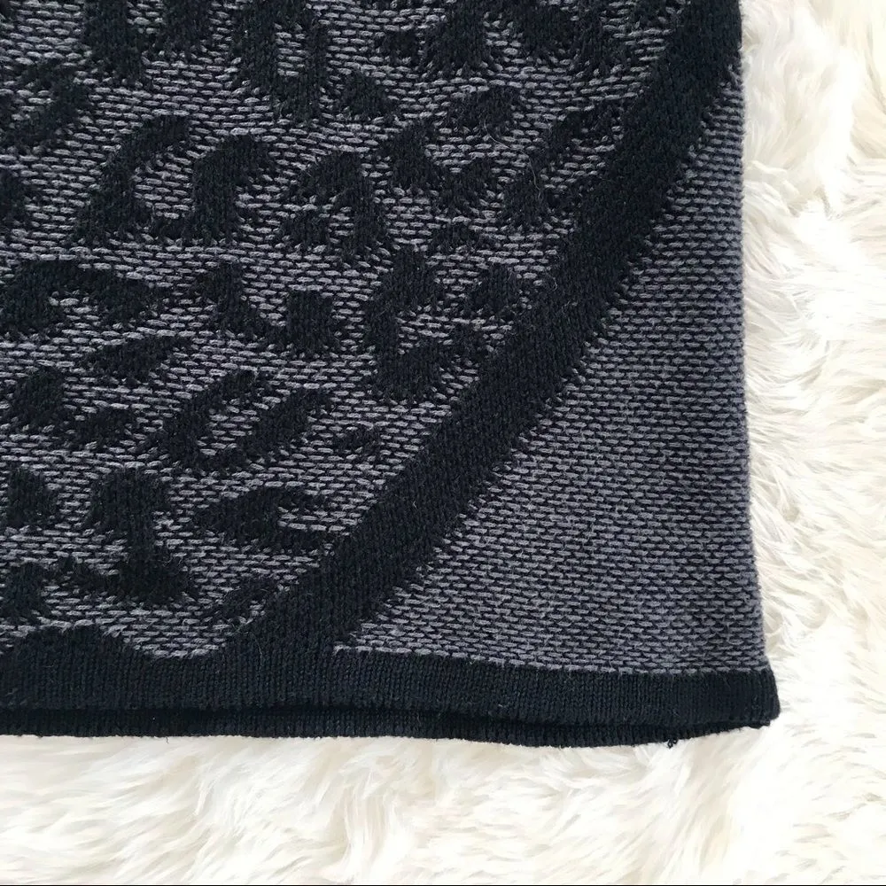 R+J COUTURE Leopard Print Sweater‎ Dress Fitted Raglan Sleeve Black Gray Small - Image 5