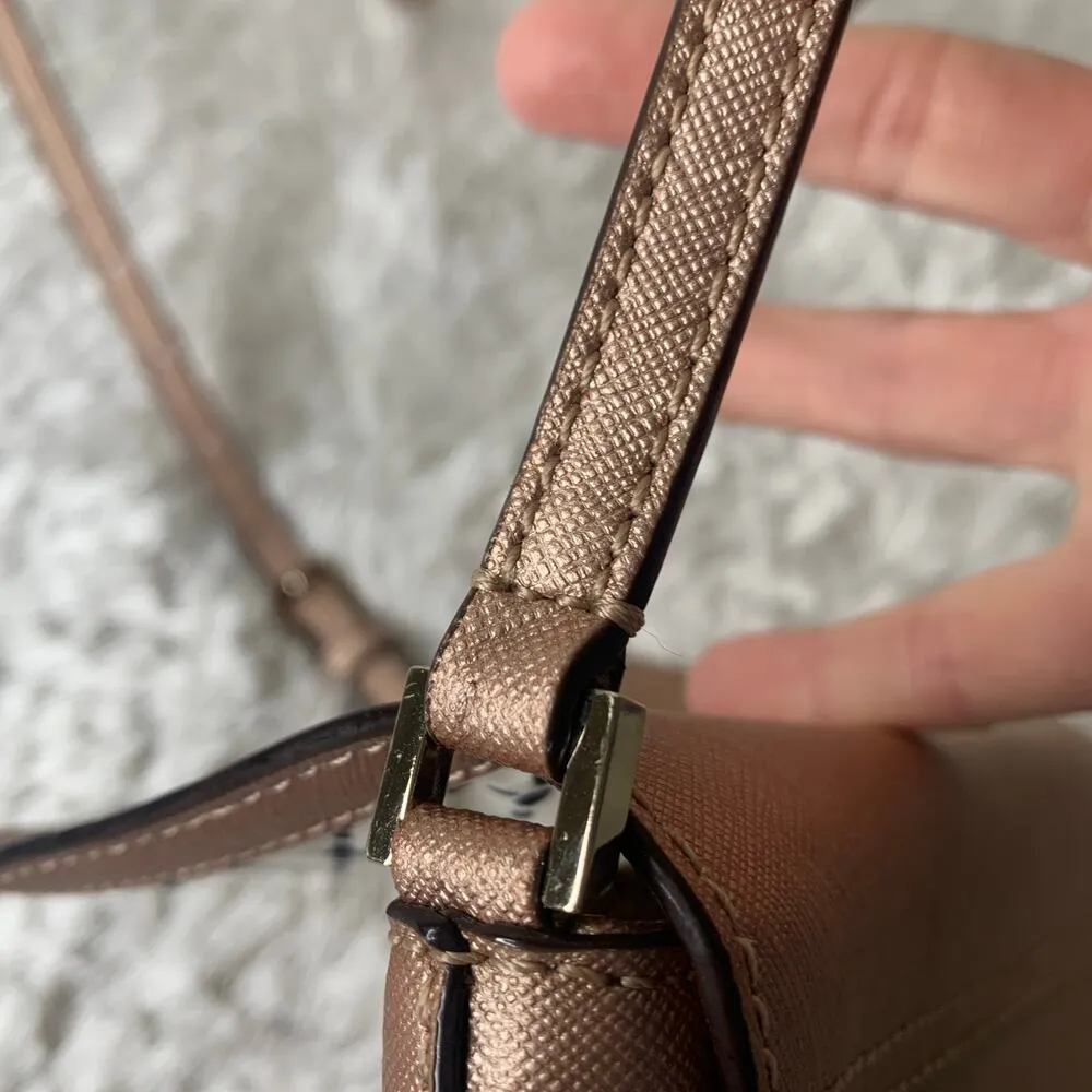 Kate Spade Rose Gold Newbury Lane Sally Crossbody Mini Bag Saffiano Leather Pink - Image 6