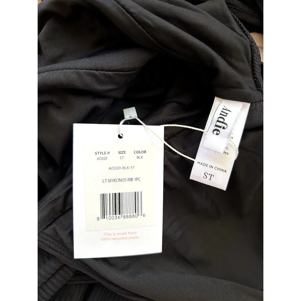 Andie Swim The Mykonos Ribbed One Piece in Black Small Tall NWT - Image 6