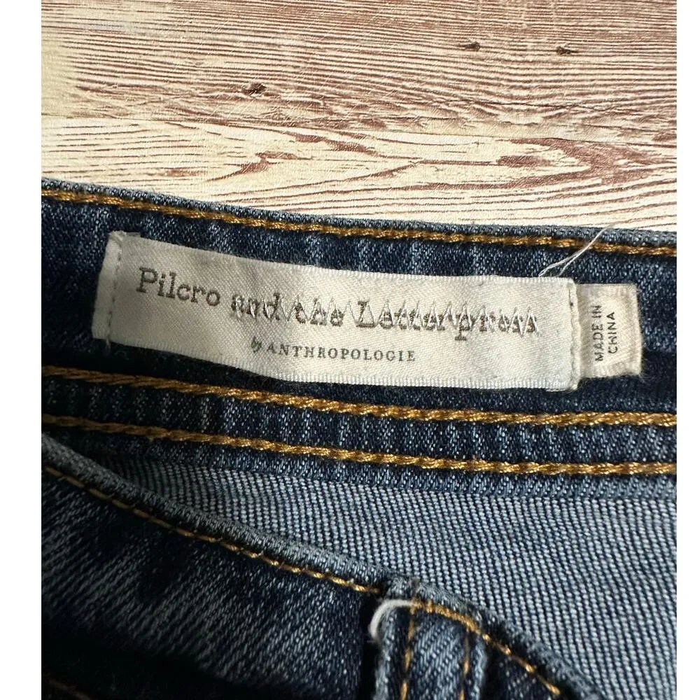 Pilcro and the Letterpress Anthropologie Jeans SZ 28 Slim Straight Embroidered - Image 5