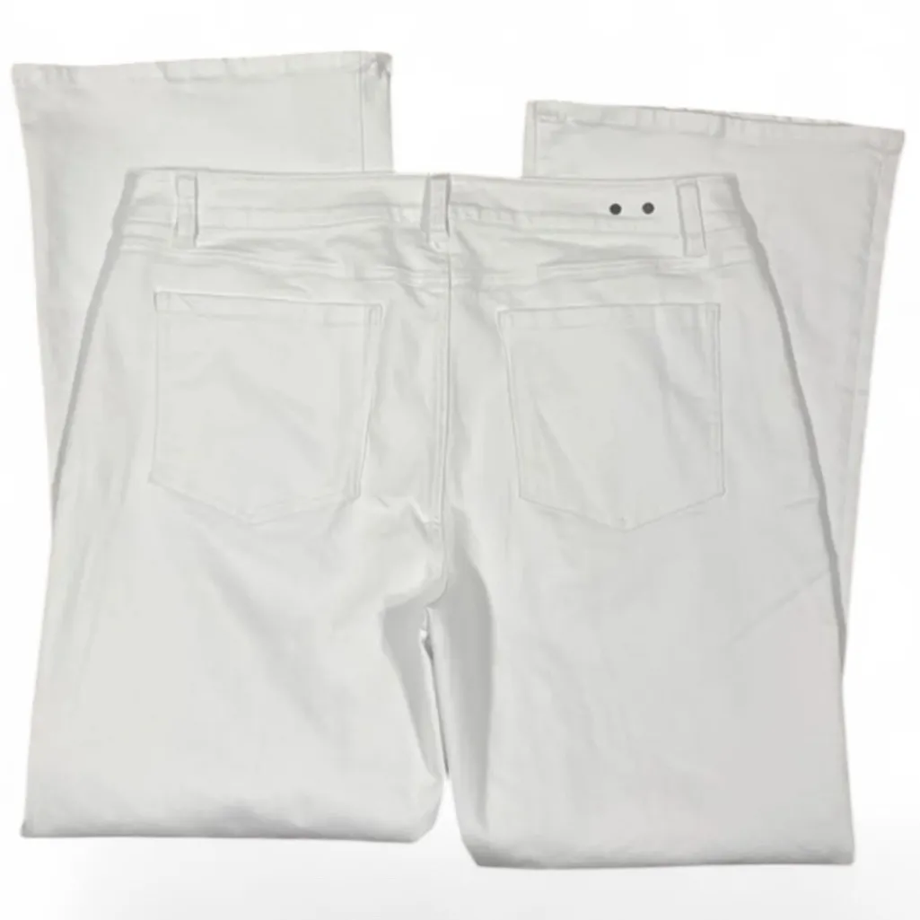 CABI HIGH RISE WAIST STRETCHY WHITE FLARE WIDE LEG TROUSER JEANS 12 - Image 3