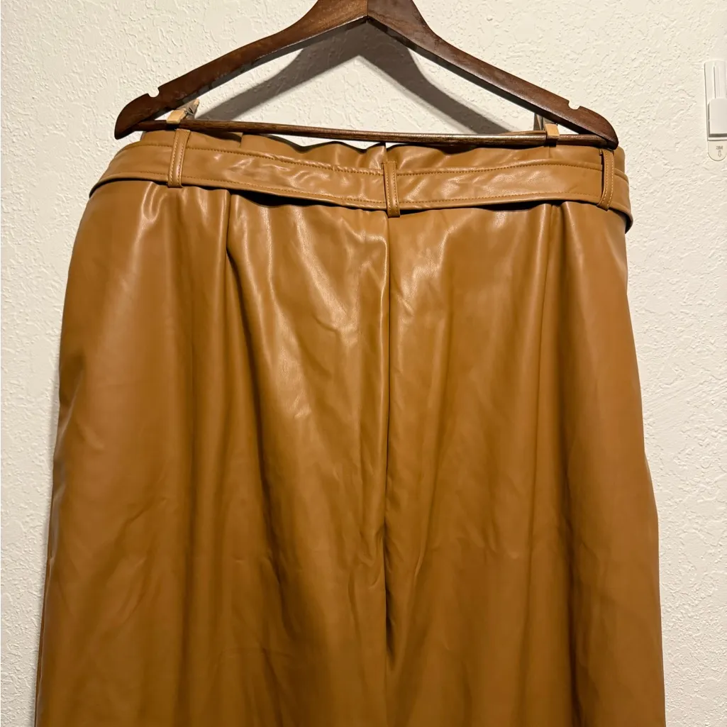 NWT Heyson Tan Faux Leather Paperbag Tie Waist Pants Women’s Size 2XL Brown Plus - Image 5