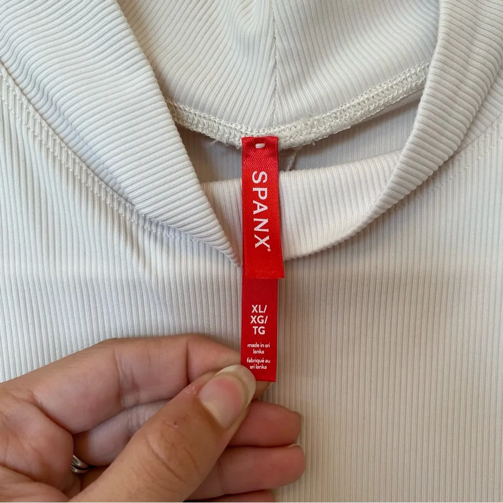 SPANX Suit Yourself Ribbed Mock Neck Sleeveless Bodysuit Parchment Beige Sz XL - Image 5