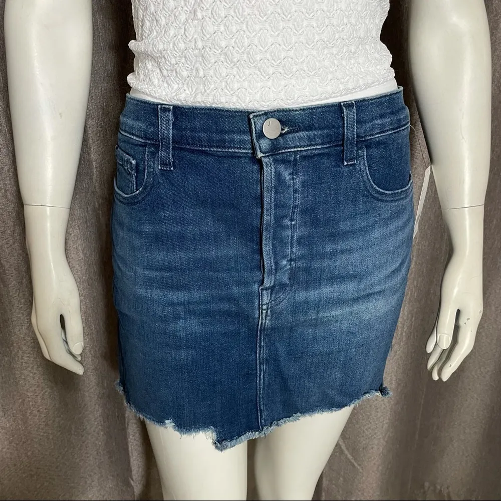 J Brand Bonny Galaxy Frayed Denim Jeans Mini Skirt - Image 2