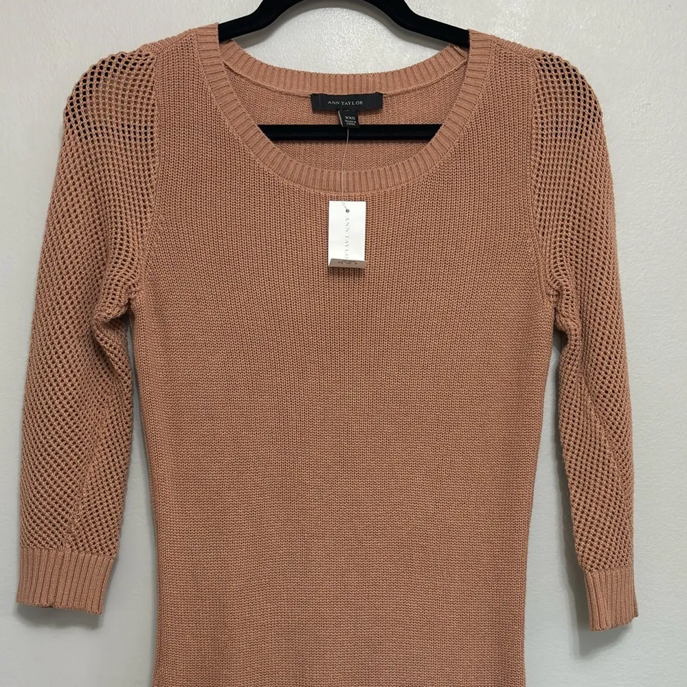NWT Ann Taylor 100% Cotton Midi Sweater Dress in Tan - Size XXS - Image 3