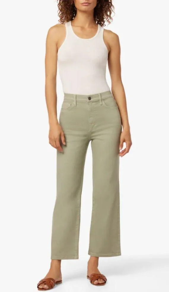 joe's jeans Joe's Women's Size 27 Gloss Green The Black High Rise Wide Leg Crop Jeans NWT - Image 4